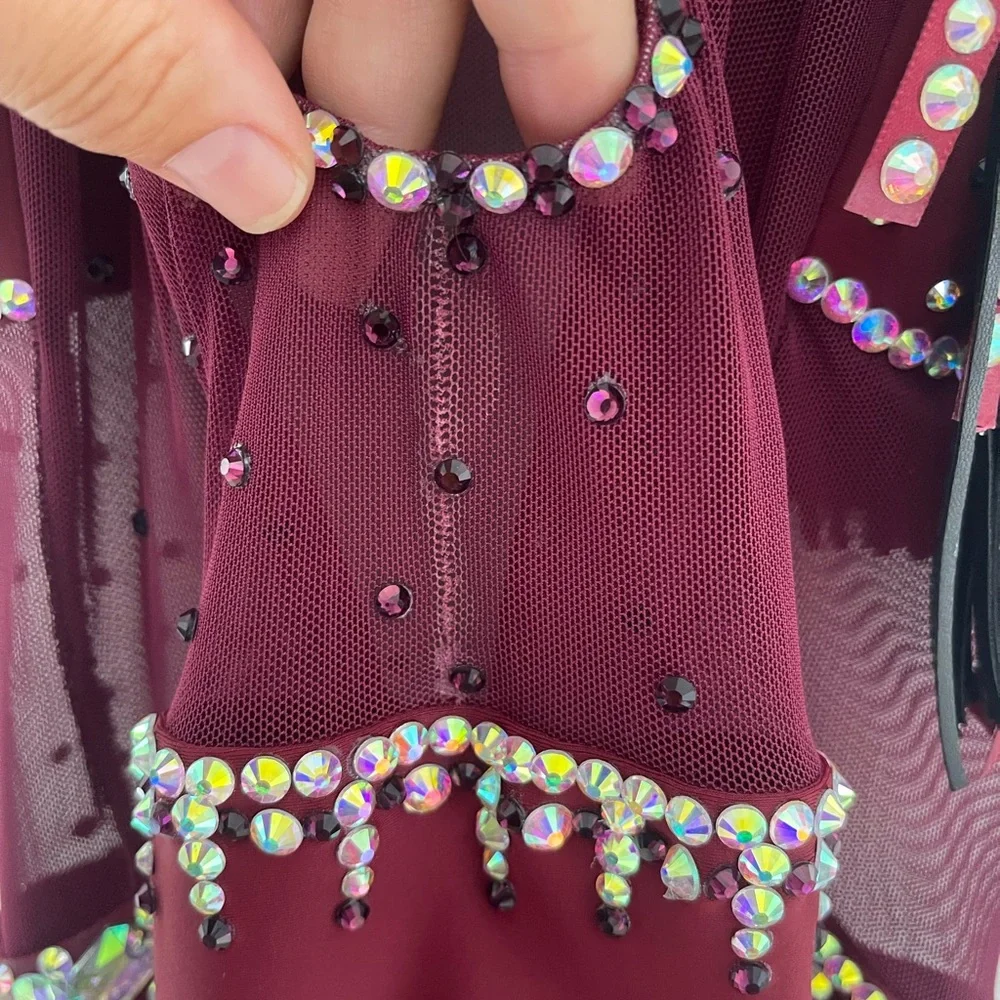 Dance Costume Semi Custom Bryn•Lavinia Base size Adult L, Burgundy